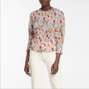 Veronica Beard Smocked Floral Top in Size 2